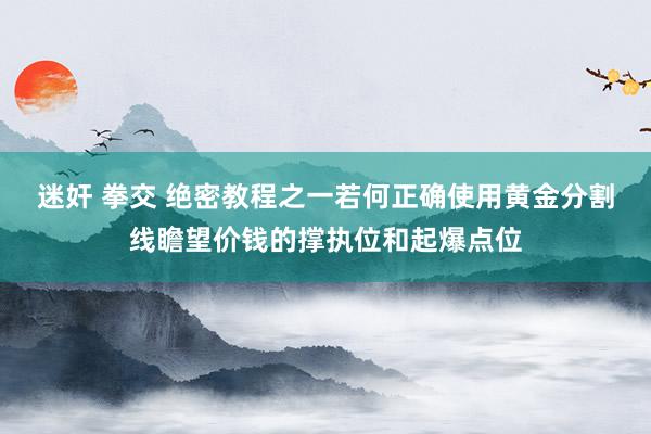 迷奸 拳交 绝密教程之一若何正确使用黄金分割线瞻望价钱的撑执位和起爆点位