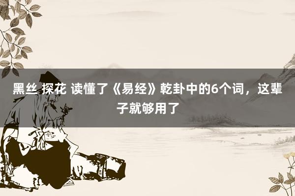 黑丝 探花 读懂了《易经》乾卦中的6个词，这辈子就够用了
