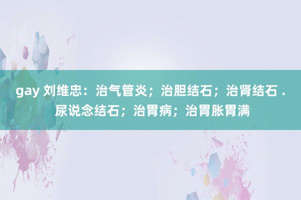 gay 刘维忠：治气管炎；治胆结石；治肾结石 . 尿说念结石；治胃病；治胃胀胃满